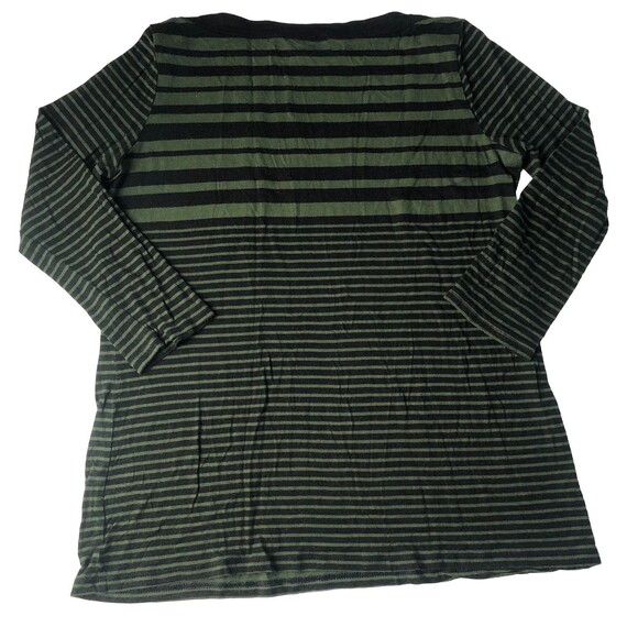 Gap Womens Green Navy Striped 3/4 Sleeve T-Shirt Stretch Size Medium - Picture 2 of 11